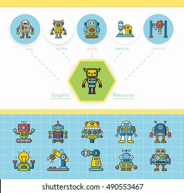 icon set robot vector