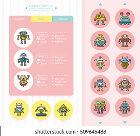icon set robot vector