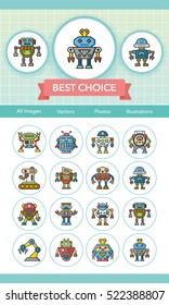 icon set robot vector