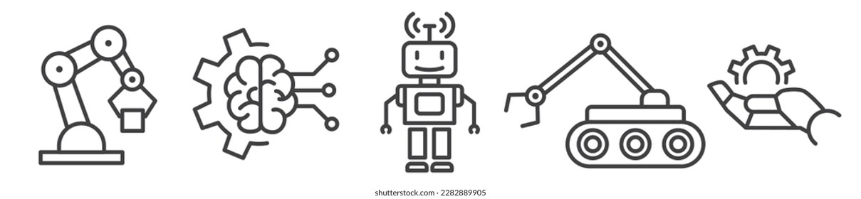 Icon Set of robotics and automation - Vector Illustration -  Editable Thin Line Icons Collection on white Background for Web and Print