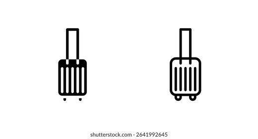 Icon set of rolling suitcase, ideal for packing, travel, and luggage design