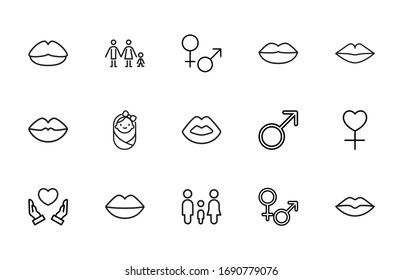 Icon set of romance. Editable vector pictograms isolated on a white background. Trendy outline symbols for mobile apps and website design. Premium pack of icons in trendy line style.