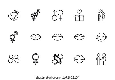 Icon set of romance. Editable vector pictograms isolated on a white background. Trendy outline symbols for mobile apps and website design. Premium pack of icons in trendy line style.