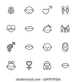 Icon set of romance. Editable vector pictograms isolated on a white background. Trendy outline symbols for mobile apps and website design. Premium pack of icons in trendy line style.
