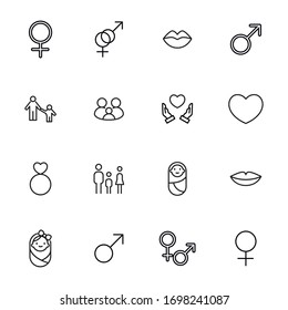 Icon set of romance. Editable vector pictograms isolated on a white background. Trendy outline symbols for mobile apps and website design. Premium pack of icons in trendy line style.