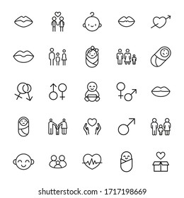 Icon set of romance. Editable vector pictograms isolated on a white background. Trendy outline symbols for mobile apps and website design. Premium pack of icons in trendy line style.