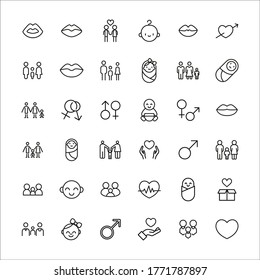 Icon set of romance. Editable vector pictograms isolated on a white background. Trendy outline symbols for mobile apps and website design. Premium pack of icons in trendy line style.