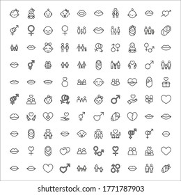 Icon set of romance. Editable vector pictograms isolated on a white background. Trendy outline symbols for mobile apps and website design. Premium pack of icons in trendy line style.