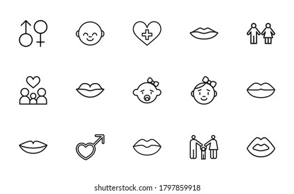 Icon set of romance. Editable vector pictograms isolated on a white background. Trendy outline symbols for mobile apps and website design. Premium pack of icons in trendy line style.