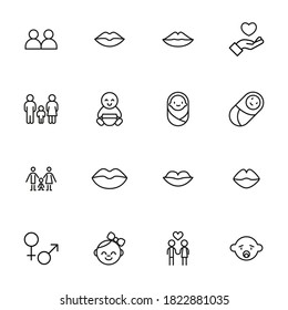 Icon set of romance. Editable vector pictograms isolated on a white background. Trendy outline symbols for mobile apps and website design. Premium pack of icons in trendy line style.