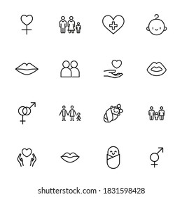 Icon set of romance. Editable vector pictograms isolated on a white background. Trendy outline symbols for mobile apps and website design. Premium pack of icons in trendy line style.