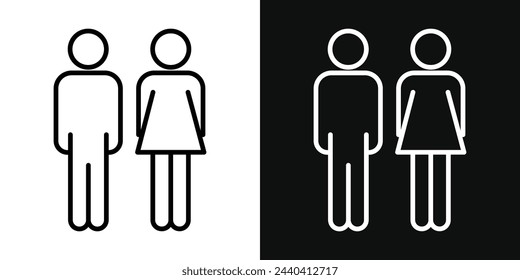 Icon Set of Romantic Couples. Man and Woman Relationship Symbols