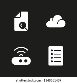 icon set. router, file and cloud computing vector icon for graphic design and web