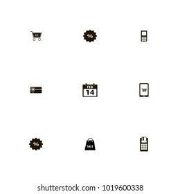 icon set Sale with application, mobile, percent and discount