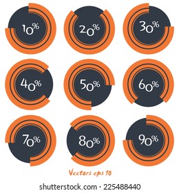 Icon set sale labels on orange white background, vector illustration