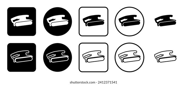 Icon set of sanding symbol. Filled, outline, black and white icons set, flat style.  Vector illustration on white background