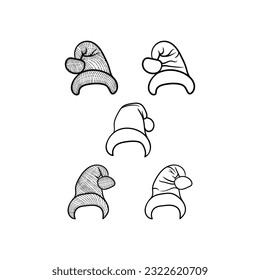 Icon set of Santa Hat line art collection, vintage logo illustration design template, modern simple minimalist vector concept.