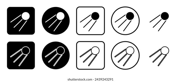 Icon set of satellite symbol. Filled, outline, black and white icons set, flat style.  Vector illustration on white background