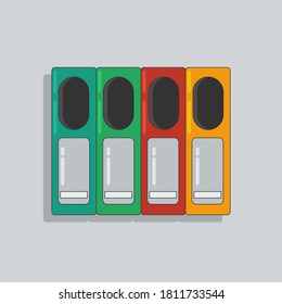 conjunto de iconos guarda una carpeta colorida en un fondo blanco