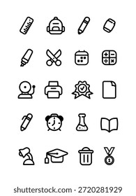 Icon set for school activities, clean icon vector, element studies icon vector