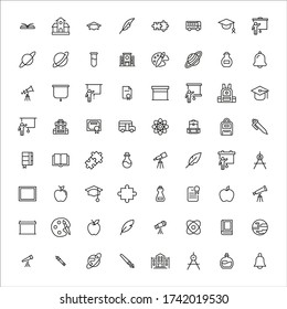 Icon set of school. Editable vector pictograms isolated on a white background. Trendy outline symbols for mobile apps and website design. Premium pack of icons in trendy line style.