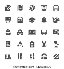 Icon set - school and education filled icon style vector illustration on white background