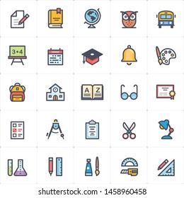 Icon Set - School And Education Full Color Outline Stroke Vector Illustration