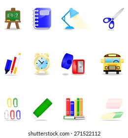 Icon set with school symbols