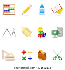 Icon set with school symbols