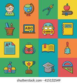 icon set school vector