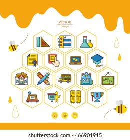 icon set school vector