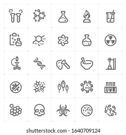 Icon set - Science icon outline stroke vector illustration on white background