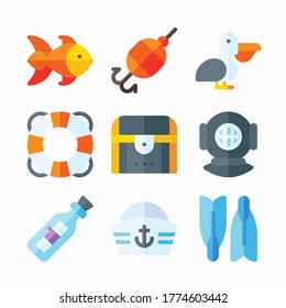 Icon Set Sea Life for different seasons Color