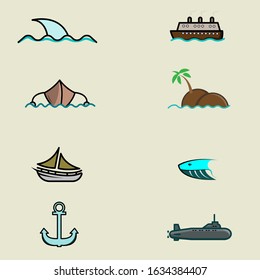 Icon set of the sea.  logo