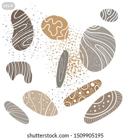 Icon set of sea stones. Vector illustration
