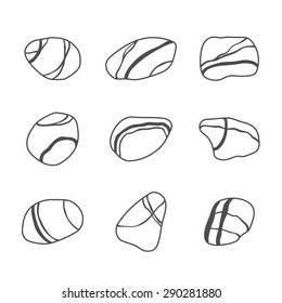 Icon set of sea stones. Vector illustration