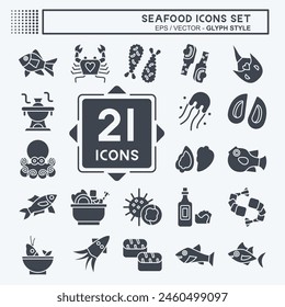 Icon Set Seafood. related to Holiday symbol. glyph style. simple design illustration