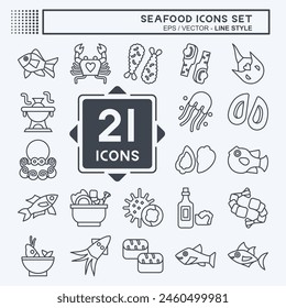 Icon Set Seafood. related to Holiday symbol. line style. simple design illustration