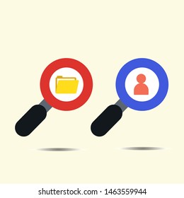 Icon Set searching folder and people symbol change color. Can use for icon website or mobile apps. Template ready for use in web or print design .Vector EPS10
