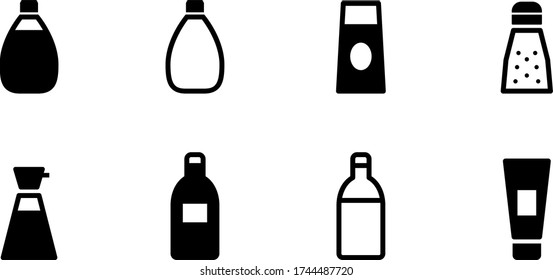 Icon set of seasonings such as mayonnaise