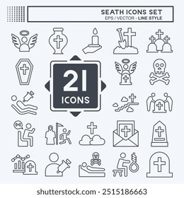 Icon Set Seath. related to Death symbol. line style. simple illustration