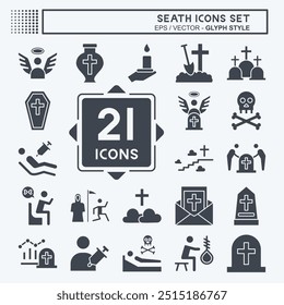Icon Set Seath. related to Death symbol. glyph style. simple illustration