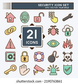 Icon Set Security. suitable for education symbol. flat style. simple design editable. design template vector. simple illustration