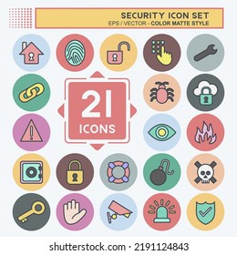 Icon Set Security. suitable for education symbol. color mate style. simple design editable. design template vector. simple illustration