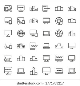 Icon set of SEO. Editable vector pictograms isolated on a white background. Trendy outline symbols for mobile apps and website design. Premium pack of icons in trendy line style.