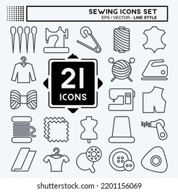 Icon Set Sewing. suitable for education symbol. line style. simple design editable. design template vector. simple illustration