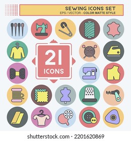 Icon Set Sewing. suitable for education symbol. color mate style. simple design editable. design template vector. simple illustration