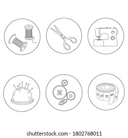 Icon set of sewing. For sewing tools on white background