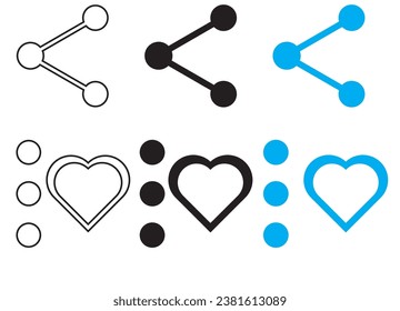 icon set, set of share and love icons