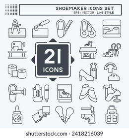 Icon Set Shoemaker. related to Shoes symbol. line style. simple design editable. simple illustration